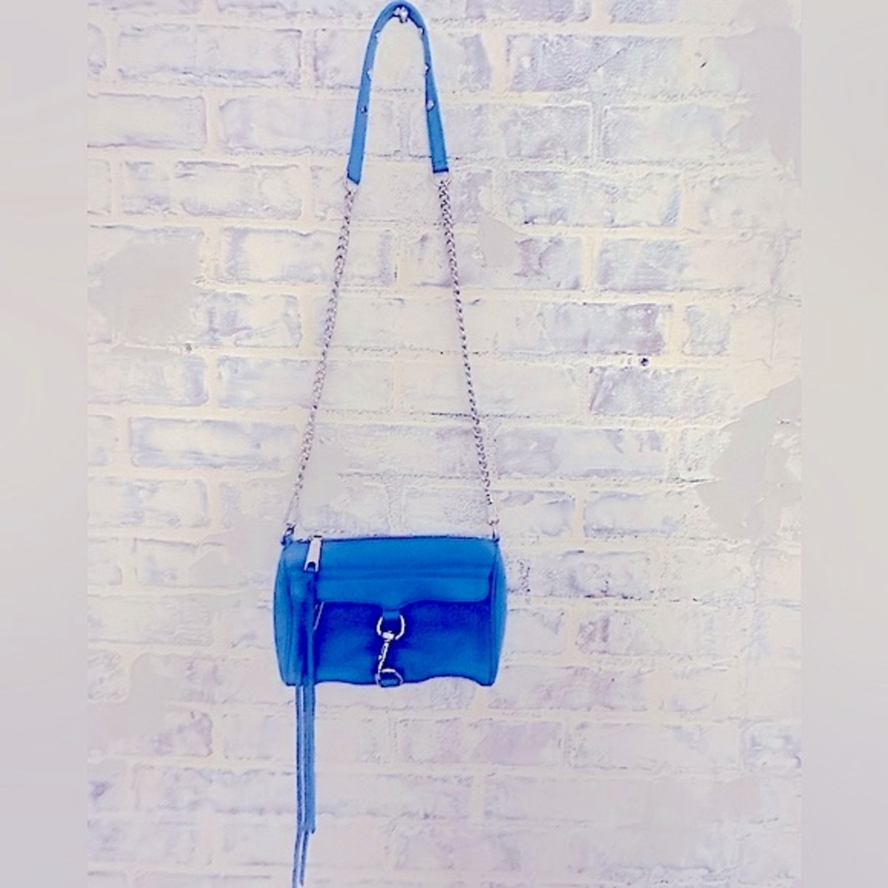 Rebecca Minkoff | Blue Convertible Crossbody Bag with Silver Hardware - Picture 3 of 9